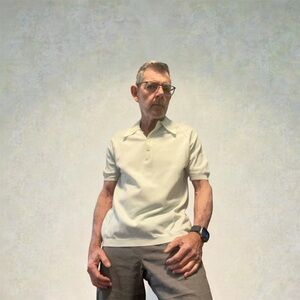 Vintage 1960’s Elegant Cream Colored Polo Shirt for Men